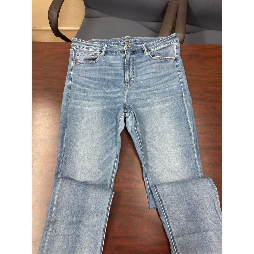American Eagle Next Level Stretch The Stacked Jeans Size 14 Short - Picture 2 of 11